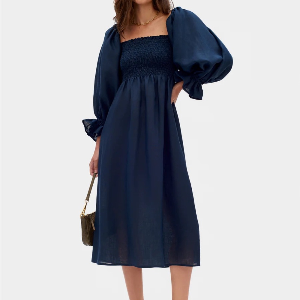 Sleeper Atlanta Navy Long Sleeve Dress Medium